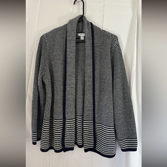 Croft & Barrow Navy n grey striped sweater size Petite Large - Picture 1 of 7